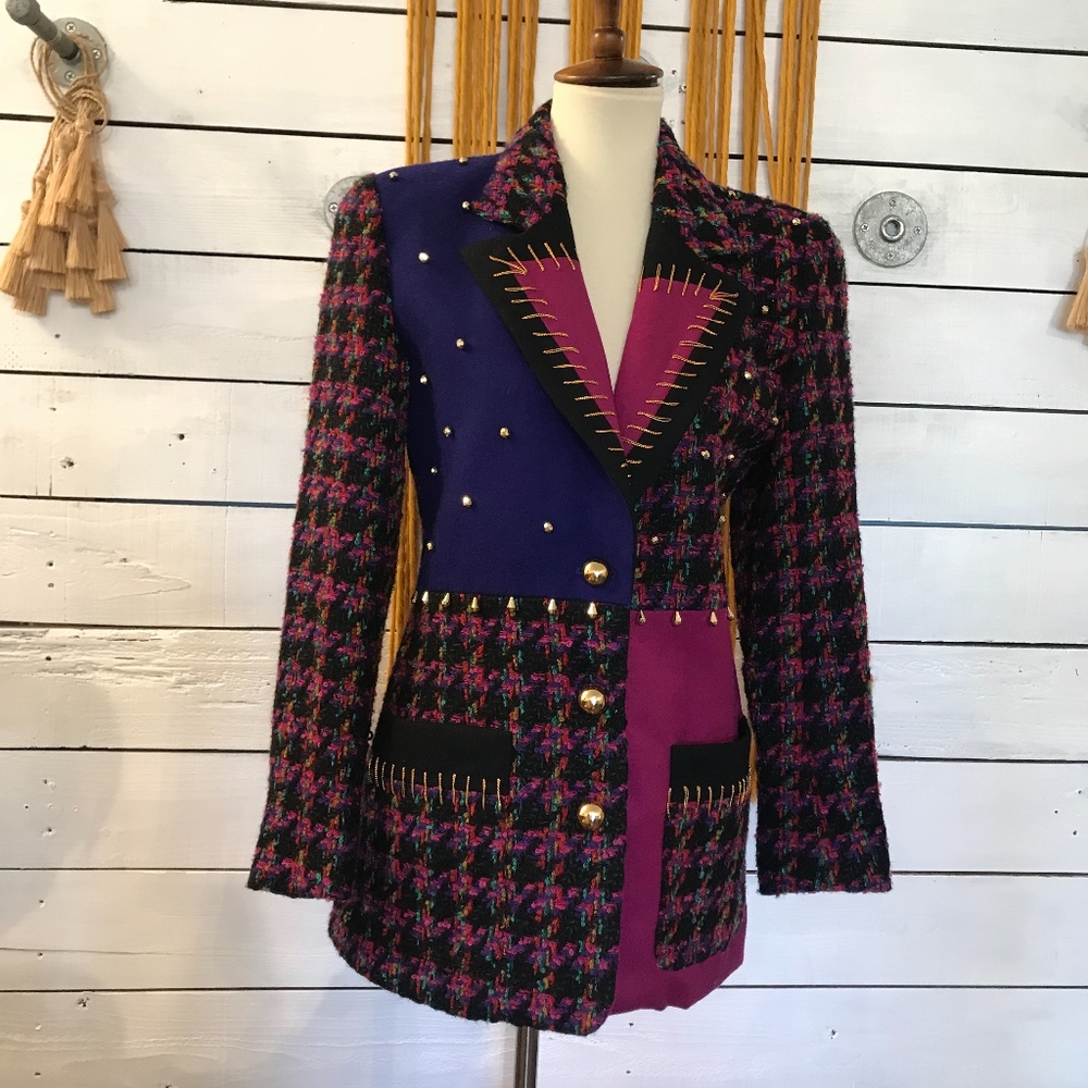 80s Jessica Lauren Statement Tweed Blazer
